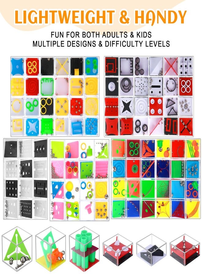 RoundFunny 100 Pcs Brain Teaser Puzzle Cubes Mini Puzzle Party Favor Mini Games Cubes Box Bulk for Kids Stocking Goodie Bag Stuffers for Maze Games Classroom Prizes Gifts - Image 3